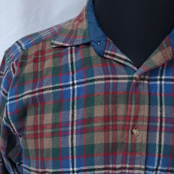 Vtg Pendleton Mens Medium Brown Stripe Long Sleeve Button Wool Flannel Shirt - Picture 3 of 12